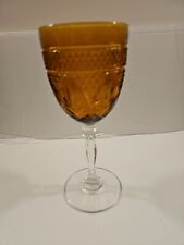 Vintage Cristal D' Arques Durand Amber,  Cut Glass Wine Or Water  Goblet, used for sale  Shipping to South Africa