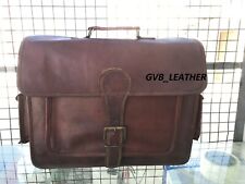 Men's Vintage Briefcase Satchel First Layer Leather Laptop Courier Messenger segunda mano  Embacar hacia Argentina