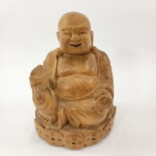 Handcrafted Wooden Buddha Sitting Happy 4" for sale  Shipping to South Africa