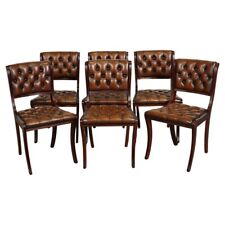SET OF 6 RESTORED CHESTERFIELD LEATHER DINING CHAIRS J1 for sale  Shipping to South Africa