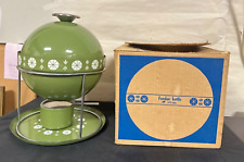 MCM Cathrineholm Enamel Fondue Pot & Plate Green Viking Pattern In Original Box for sale  Shipping to South Africa