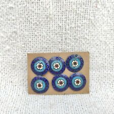 Antique Floral Enamel Silver Button Set of 6 Pre Independence Sewing BTN28 for sale  Shipping to South Africa