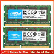 Computadora portátil Crucial DDR3 16 GB 1600 2x 8 GB PC3-12800 RAM SODIMM PC3L 16G DDR3L segunda mano  Embacar hacia Argentina