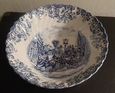 Johnson Bros Ironstone Coaching Scenes Royal Warrant Blue White Serving Bowl 8" for sale  Shipping to South Africa