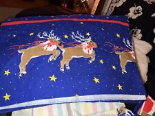 Vintage Reindeer sleigh Double Flat sheet/ 2 pillowcases set-adorable for sale  Shipping to South Africa