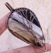 Stripped Agate Tree of Life Copper Pendant of 3.2" for sale  Shipping to South Africa