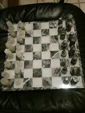   32-Piece Chess Set Marble Granite Onyx Mexican  13.5x13.5 in king top broken for sale  Shipping to South Africa