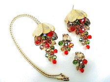 Conjunto de brinco broche colar CHA CHA VINTAGE PARURE contas cachos de uva multicoloridos comprar usado  Enviando para Brazil