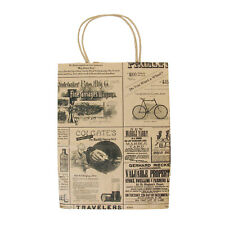 Sacola de presente de papel kraft marrom com alças estampa de jornal à moda antiga comprar usado  Enviando para Brazil