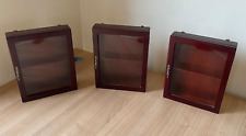 Wooden Miniature Small Wall Hanging Collectors Cabinets Glass Doors x 3 Vintage for sale  Shipping to South Africa