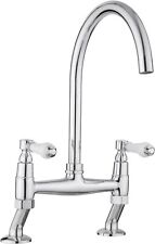 JASSFERRY Traditional Bridge Mixer Tap White Ceramic Lever Handles Deck Mounted for sale  Shipping to South Africa