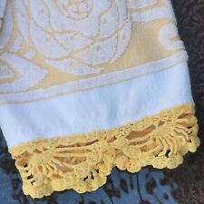 Antiga toalha de banho esculpida em amarelo e branco alto/baixo relevo borda de crochê anos 1930-40?  comprar usado  Enviando para Brazil