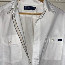 Camisa polo masculina Ralph Lauren L branca capitão bolsos frontais algodão manga curta comprar usado  Enviando para Brazil