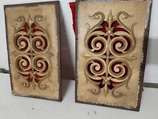 TWO - Antique Carved Salvage Piano Wood Panel inlays - Arts & Crafts for sale  Shipping to South Africa