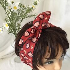 Used, Dark  Red/ pink-wide wired headband Hair wrap in fabric by Karen styles for sale  Shipping to South Africa