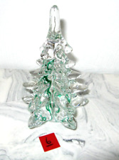 "Árbol de Navidad de pino de hoja perenne de vidrio artístico de cristal vintage con cinta verde 5" segunda mano  Embacar hacia Argentina