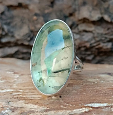 925 Sterling Silver Band Ring, Handmade Ring, Natural Prehnite Woman Ring HM822, used for sale  Shipping to South Africa