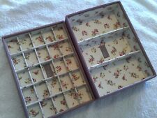 2x STACKERS, stacking jewellery trays, pink faux leather, ditsy rose inner for sale  GLOUCESTER