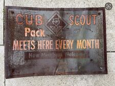 Vintage Cub Scout Boy Scouts Pack Metal Tin Sign 1950s 19x13 Wolf Logo Rare USA for sale  Shipping to South Africa