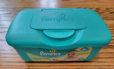 Pampers Baby Natural CleanWipes Dispenser Empty Pop Up Container Blue Green 2016 for sale  Shipping to South Africa