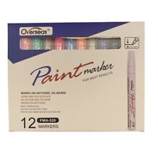 Oil Based Paint Marker Pen 12 CT Multi Color Permanent Overseas PMA-520 (4 Used) for sale  Shipping to South Africa