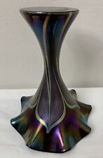 Vtg Stuart Abelman Vase Iridescent Art Glass Orchid Pulled Feather Signed for sale  Shipping to South Africa