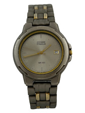 Reloj de pulsera para hombre Citizen Titanium WR 100 cuarzo con fecha y correa, funciona, usado segunda mano  Embacar hacia Argentina