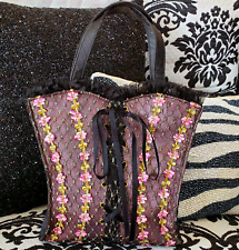 Usado, Bolsa social espartilho floral vintage Betsey Johnson Nova York preta malha roxa comprar usado  Enviando para Brazil