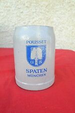 Occasion, Chope à bière ancienne en grès, SPATEN POUSSET GS Lettrage bleu - 50 Cl d'occasion  Ambérieu-en-Bugey