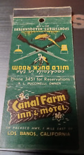 DE COLECCIÓN MATCHBOOK CANAL FARM INN & MOTEL WILD DUCK ROOM LOS BANOS CALIFERIA C37 segunda mano  Embacar hacia Argentina