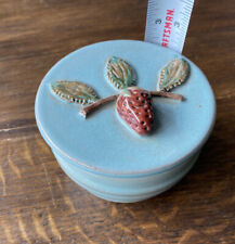 SBHP Blue Hill Pottery strawberry sugar candy lidded dish Majolica Glaze for sale  Shipping to Canada