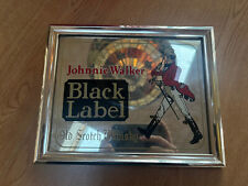 Letrero de whisky escocés de colección Johnnie Walker etiqueta negra espejo enmarcado en madera segunda mano  Embacar hacia Argentina