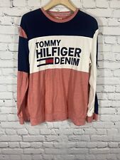 Tommy Hilfiger Denim Męski sweter XL z długim rękawem Colorblock Shirt Styl rugby na sprzedaż  Wysyłka do Poland