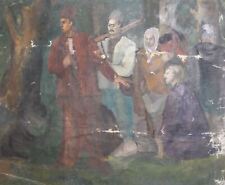Antique oil painting landscape figures, used for sale  Shipping to South Africa