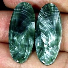 31.60 Cts Seraphinite Loose Gemstone Oval Cabochon Pair Natural 13X31X4MM for sale  Shipping to South Africa
