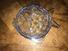 Tazón de vidrio vintage Bagley Sowerby Davidson para tapas de pescado bocadillos plato de baratija azul segunda mano  Embacar hacia Mexico