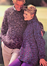 KNITTING PATTERN MENS WOMENS  LADIES JUMPER CHUNKY Pattern 32 - 44" - No 19A for sale  Shipping to South Africa