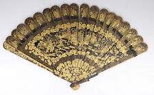 Ventilador antigo chinês esculpido em laca dourado cantão 19º Qing comprar usado  Enviando para Brazil