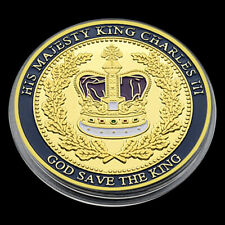 King Charles III / Rey Carlos III Moneda conmemorativa dorada Medalla de coronación segunda mano  Embacar hacia Argentina