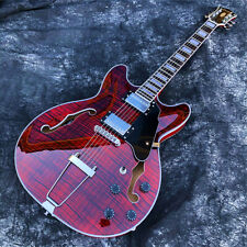 Grote Red Flame Maple Jazz Electric Guitar, F Holes Semi Hollow Archtop Guitar til salg  Sendes til Denmark