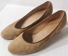 tan wedge heeled suede shoes for sale  SWINDON