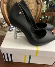 Usado, Bombas MELISSA x Karl Lagerfeld tamanho 9 preto + pérola AD salto peep toe na caixa comprar usado  Enviando para Brazil