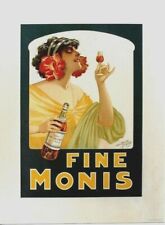 Original vintage poster FINE MONIS COGNAC FRANCE LADY 1911 for sale  Shipping to South Africa