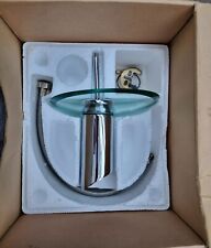 Chrome Round Glass Waterfall Glass Mixer Tap Bathroom Basin Sink Cloakroom Wash, used for sale  Shipping to South Africa