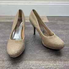 Used, David’s Bridal tan gold platform bridal wedding heels shoes pumps 8.5 8 1/2 B94 for sale  Shipping to South Africa