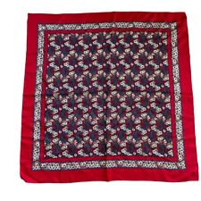 Ginnie Johansen Inc Silk Paisley Print Square Scarf Red Blue, used for sale  Shipping to South Africa