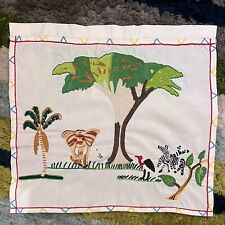 Vintage Embroidery African Scene Baobab Tree Safari Nursery Wall Art Tapestry, used for sale  Shipping to South Africa