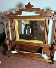 Antique Adirondack Teak(?)  Frame Mirror  Hand-Carved Shelf Candle Holder for sale  Shipping to South Africa