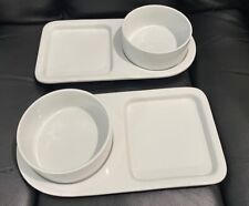 JUEGO DE 2 platos/bandejas de sopa/sándwich blancos de porcelana BIA y tazones de 20 oz 5,25" segunda mano  Embacar hacia Mexico