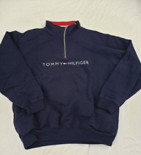 Usado, Moletom Tommy Hilfiger grande soletrado logotipo bandeira masculina 1/4 zíper pulôver comprar usado  Enviando para Brazil